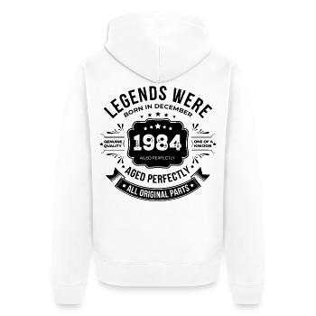 Dezember 1984 - Unisex Premium Bio Zip Hoodie - Weiß - Hinten - Thijin (182cm)