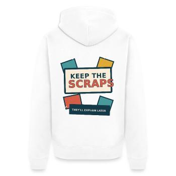 Junk Journal – Bewahre die Reste auf - Unisex Premium Bio Zip Hoodie - Weiß - Hinten - Thijin (182cm)