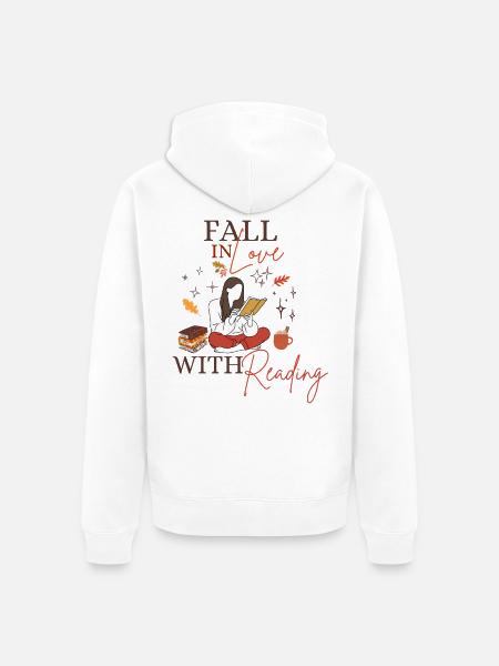 Herbstliebe: Lesen mit Wärme - Unisex Premium Bio Zip Hoodie - Weiß