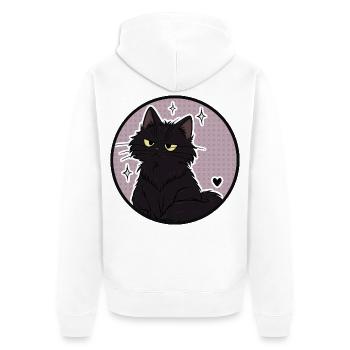 Mitternachtskatze im Sparkle Circle - Unisex Premium Bio Zip Hoodie - Weiß - Hinten - Thijin (182cm)