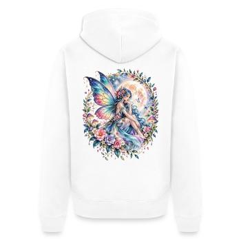 Mond, Fee, Feenfigur - Unisex Premium Bio Zip Hoodie - Weiß - Hinten - Thijin (182cm)