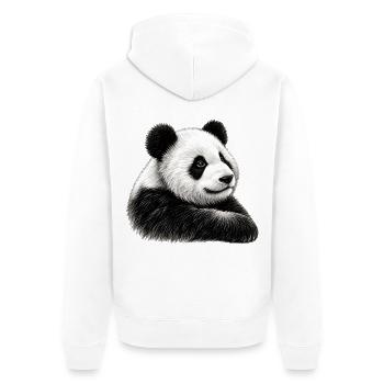 Panda Illustration - Unisex Premium Bio Zip Hoodie - Weiß - Hinten - Thijin (182cm)