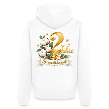 2.Hochzeitstag , 2 Jahre , Baumwollhochzeit  - Unisex Premium Bio Zip Hoodie - Weiß - Hinten - Thijin (182cm)