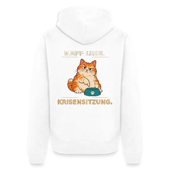 Krisensitzung der hungrigen Katze - Unisex Premium Bio Zip Hoodie - Weiß - Hinten - Thijin (182cm)