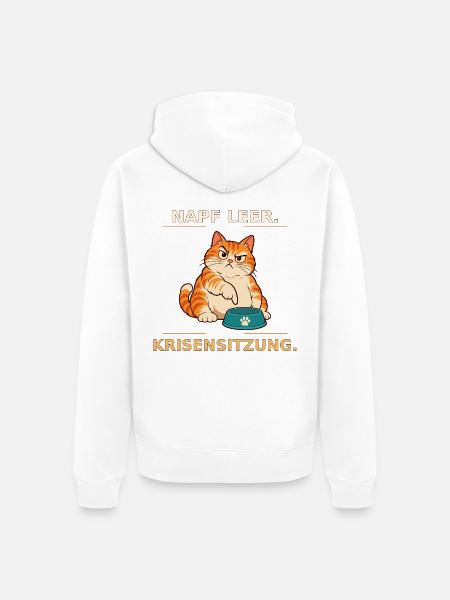 Krisensitzung der hungrigen Katze - Unisex Premium Bio Zip Hoodie - Weiß