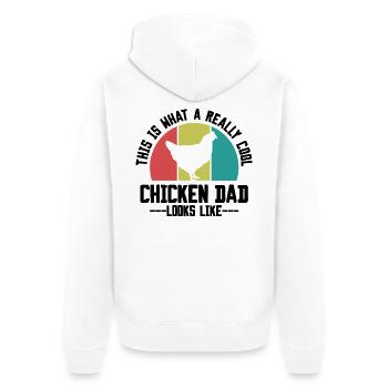 Huhn Papa Spruch Retro - Unisex Premium Bio Zip Hoodie - Weiß - Hinten - Thijin (182cm)