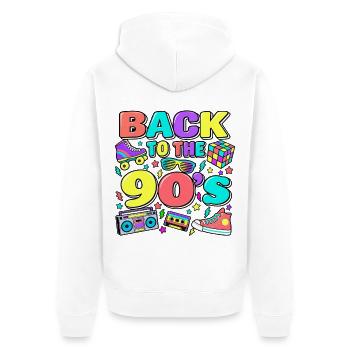 Back to the 90s Neon Retro - Unisex Premium Bio Zip Hoodie - Weiß - Hinten - Thijin (182cm)