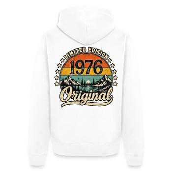 Original 1976 Limited Edition - Unisex Premium Bio Zip Hoodie - Weiß - Hinten - Thijin (182cm)