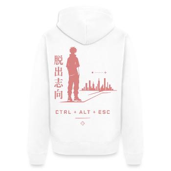 Fluchtblick: Stadt und Ctrl Alt Esc - Unisex Premium Bio Zip Hoodie - Weiß - Hinten - Thijin (182cm)