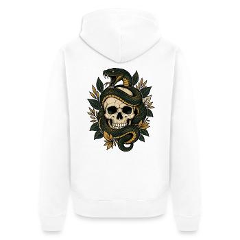 Totenkopf Schlange Blätter Gothic Skull Shirt - Unisex Premium Bio Zip Hoodie - Weiß - Hinten - Thijin (182cm)
