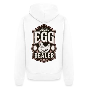 Local Egg Dealer - Unisex Premium Bio Zip Hoodie - Weiß - Hinten - Thijin (182cm)