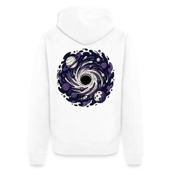 Schwarzes Loch Planet Weltraum Sci-Fi Vektor Shirt - Unisex Premium Bio Zip Hoodie - Weiß - Hinten - Thijin (182cm)