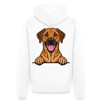 Rhodesian Ridgeback - Unisex Premium Bio Zip Hoodie - Weiß - Hinten - Thijin (182cm)