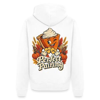 Thanksgiving Perfect Pairing Kürbiskuchen - Unisex Premium Bio Zip Hoodie - Weiß - Hinten - Thijin (182cm)