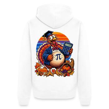 Thanksgiving-Truthahn Mathe-Lehrer mit Pi - Unisex Premium Bio Zip Hoodie - Weiß - Hinten - Thijin (182cm)