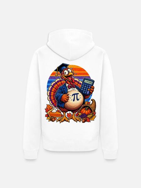 Thanksgiving-Truthahn Mathe-Lehrer mit Pi - Unisex Premium Bio Zip Hoodie - Weiß
