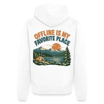 Offline Is My Favorite Place - Unisex Premium Bio Zip Hoodie - Weiß - Hinten - Thijin (182cm)