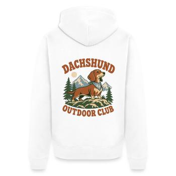 Dachshund Outdoor Club - Unisex Premium Bio Zip Hoodie - Weiß - Hinten - Thijin (182cm)
