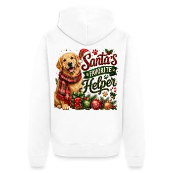 🎁 Weihnachts-Golden Retriever - Unisex Premium Bio Zip Hoodie - Weiß - Hinten - Thijin (182cm)