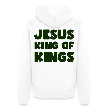 Jesus König der Könige - Unisex Premium Bio Zip Hoodie - Weiß - Hinten - Thijin (182cm)