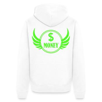 Winged Money Neon - Unisex Premium Bio Zip Hoodie - Weiß - Hinten - Thijin (182cm)