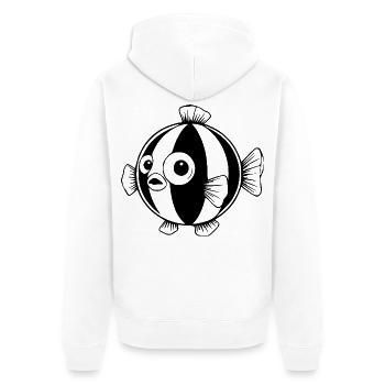 Lustiger Comic Kugelfisch Geschenk  - Unisex Premium Bio Zip Hoodie - Weiß - Hinten - Thijin (182cm)
