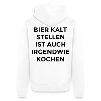 Bier Shirt - Unisex Premium Bio Zip Hoodie - Weiß - Hinten - Thijin (182cm)