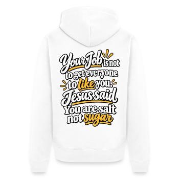 Christliche Botschaft Salz der Erde - Unisex Premium Bio Zip Hoodie - Weiß - Hinten - Thijin (182cm)