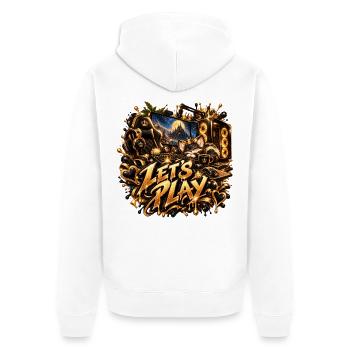 Lets Play Goldenes Gaming-Setup - Unisex Premium Bio Zip Hoodie - Weiß - Hinten - Thijin (182cm)