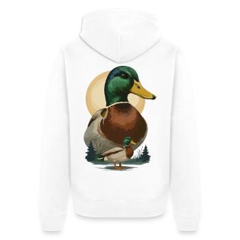 Duo Ente im Abendlicht - Unisex Premium Bio Zip Hoodie - Weiß - Hinten - Thijin (182cm)