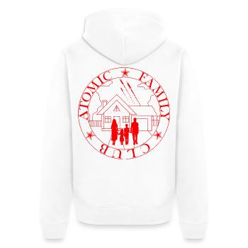 Familienheim-Emblem - Unisex Premium Bio Zip Hoodie - Weiß - Hinten - Thijin (182cm)