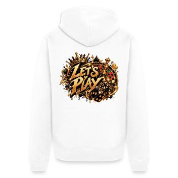 Let's Play Gold Casino Flair - Unisex Premium Bio Zip Hoodie - Weiß - Hinten - Thijin (182cm)