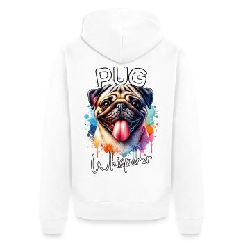 Mops Flüsterer - Unisex Premium Bio Zip Hoodie - Weiß - Hinten - Thijin (182cm)