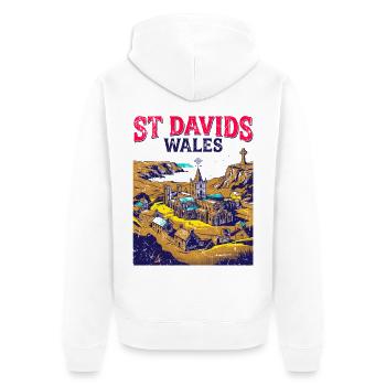City St Davids Wales Historic Cathedral - Unisex Premium Bio Zip Hoodie - Weiß - Hinten - Thijin (182cm)