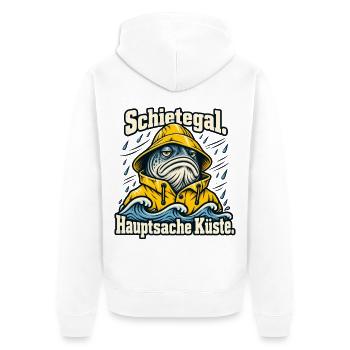 Norddeutsch Fischkopp Küstenliebe Schietegal - Unisex Premium Bio Zip Hoodie - Weiß - Hinten - Thijin (182cm)