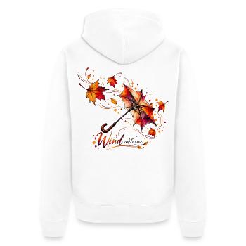 Herbstwind – Farben des Wandels - Unisex Premium Bio Zip Hoodie - Weiß - Hinten - Thijin (182cm)