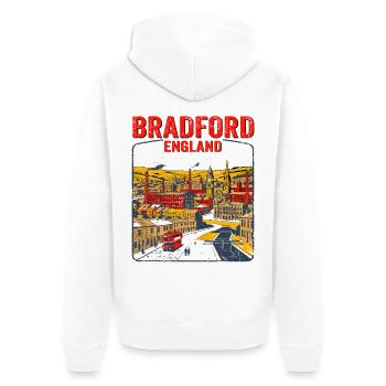 Vintage Bradford England Industrial Cityscape Sept - Unisex Premium Bio Zip Hoodie - Weiß - Hinten - Thijin (182cm)