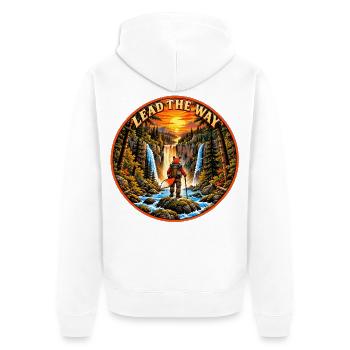 Führe den Weg – Abenteuerlustiger Fuchs im Wald - Unisex Premium Bio Zip Hoodie - Weiß - Hinten - Thijin (182cm)