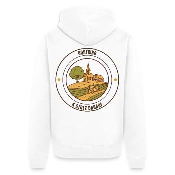 Dorfkind & stolz darauf. Landleben Shirt - Unisex Premium Bio Zip Hoodie - Weiß - Hinten - Thijin (182cm)