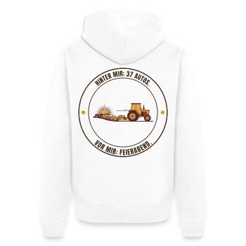 37 Autos. Vor mir: Feierabend – Landwirt Traktor - Unisex Premium Bio Zip Hoodie - Weiß - Hinten - Thijin (182cm)