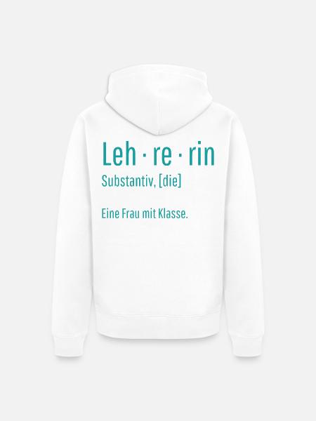 Lehrerin Substantiv Definition Schule Geschenk - Unisex Premium Bio Zip Hoodie - Weiß