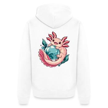 Axolotl-Blasengarten - Unisex Premium Bio Zip Hoodie - Weiß - Hinten - Thijin (182cm)
