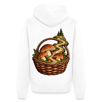 Waldpilzkorb - Unisex Premium Bio Zip Hoodie - Weiß - Hinten - Thijin (182cm)
