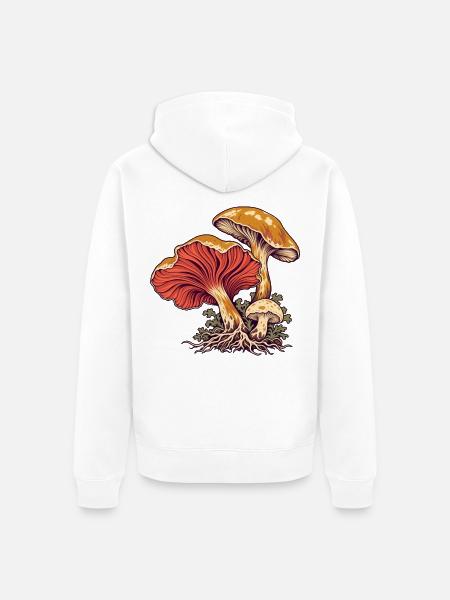 Pilzkiemen und -kappen - Unisex Premium Bio Zip Hoodie - Weiß