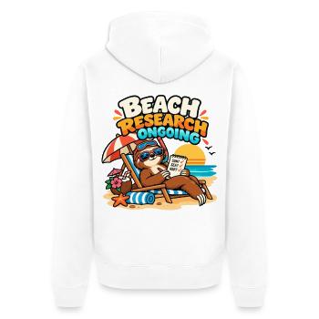 Faultier im Strandurlaub - Unisex Premium Bio Zip Hoodie - Weiß - Hinten - Thijin (182cm)