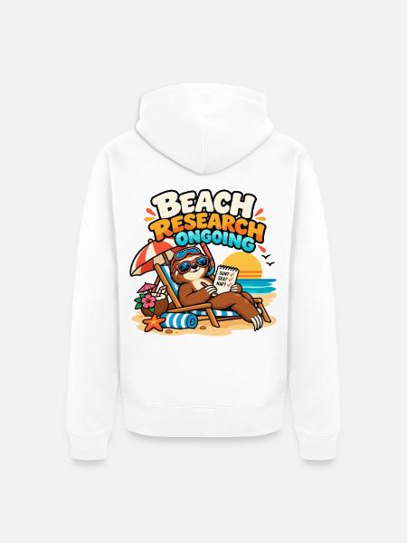 Faultier im Strandurlaub - Unisex Premium Bio Zip Hoodie - Weiß