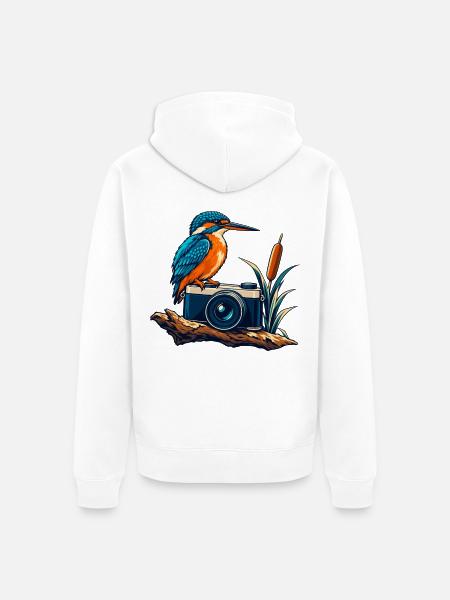 Eisväger vor der Kamera - Unisex Premium Bio Zip Hoodie - Weiß