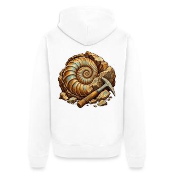 Entdeckung des Ammonitfeldes - Unisex Premium Bio Zip Hoodie - Weiß - Hinten - Thijin (182cm)