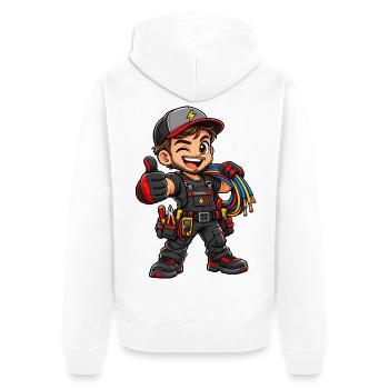 Elektriker Kawaii Style – Süßes Handwerkermotiv - Unisex Premium Bio Zip Hoodie - Weiß - Hinten - Thijin (182cm)