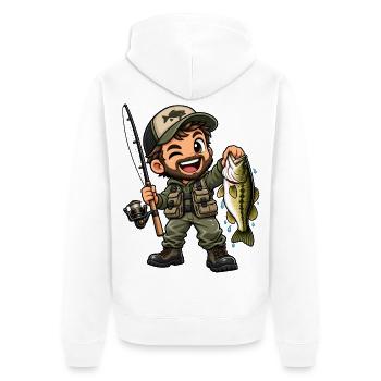 Angler Kawaii Style – Süßes Angelmotiv - Unisex Premium Bio Zip Hoodie - Weiß - Hinten - Thijin (182cm)